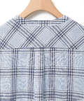 リネンブレンド バンドカラー チェック チュニック【オンラインショップ・一部店舗限定】