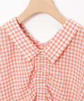 フロントギャザー チェック ブラウス