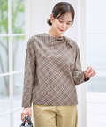 グレンチェック デザイン ブラウス
