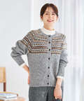 フェアアイル柄 ニットカーディガン 【手洗いOK】