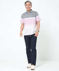 スノーリネン パネルボーダー ポロシャツ 【接触冷感】