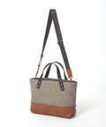 杢調 レザーハンドル トートバッグ
