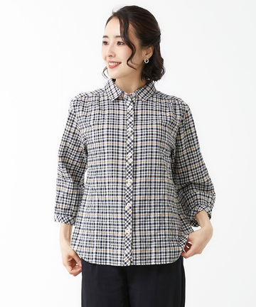 クロコダイルタータン 七分袖 ブラウス