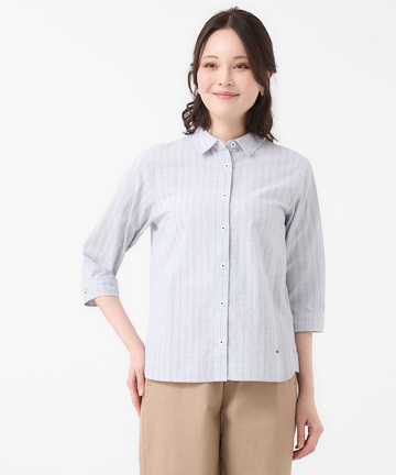 ドビー素材 七分袖 ブラウス