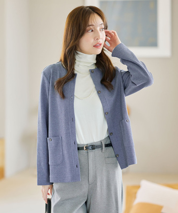 杢調 クルーネック カーディガン