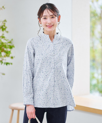 花柄 スキッパー チュニック