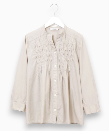 ピンタック バンドカラー ブラウス