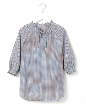 ギンガムチェック 七分袖 ブラウス