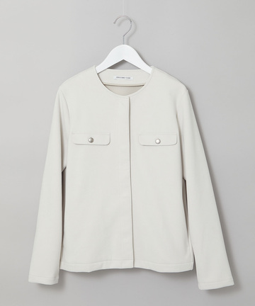 スウェード調 ノーカラージャケット