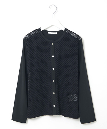 レース 切替 カーディガン