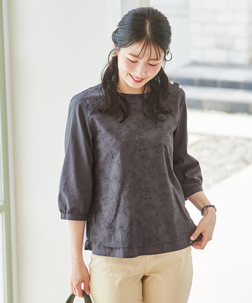 レイヤード風  刺繍ブラウス【オンラインショップ限定】