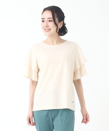 スラブ天竺 フリルスリーブ Tシャツ