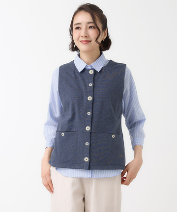 ミニ裏毛 ボタン ベスト