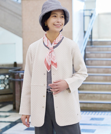 格子柄 ジャカード カーディガン