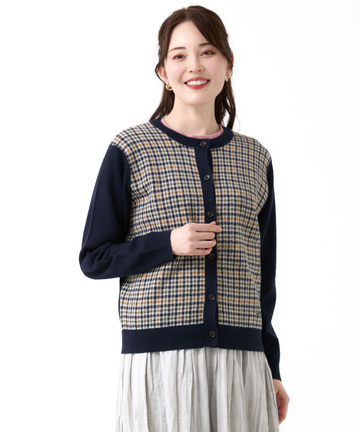 クロコダイルタータン ウールブレンド カーディガン