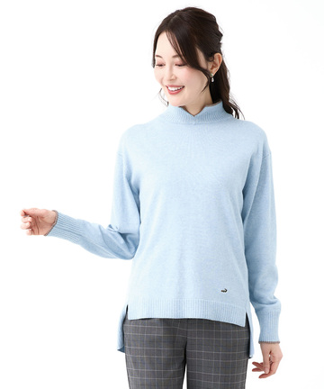 ウールブレンド スリット ニットチュニック【手洗いOK】