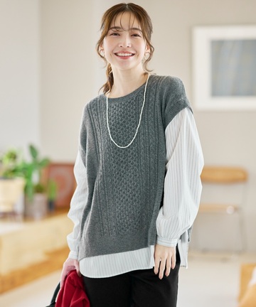 ストライプ ドッキング ニット【手洗いOK】【オンラインショップ限定】