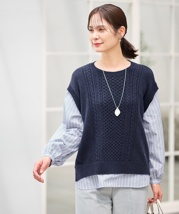 ストライプ ドッキング ニット【手洗いOK】【オンラインショップ限定】