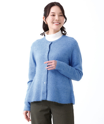 ウールブレンド フレア ニットカーディガン【手洗いOK】