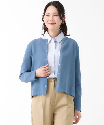 ダブルジャカード ニット カーディガン【手洗いOK】