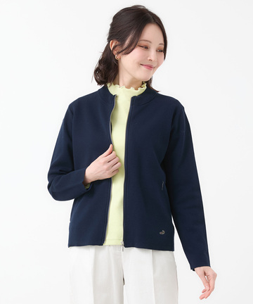 ダブルニット ジップカーディガン【手洗いOK】