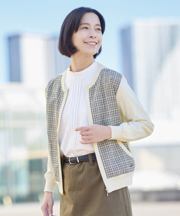 クロコダイルタータン ジップ カーディガン