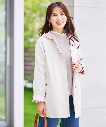 ストライプ バイカラー コート