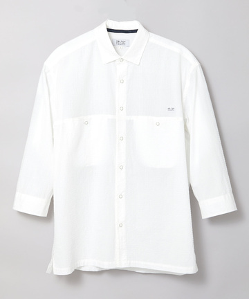 シアサッカー 七分袖 シャツ