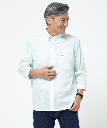 スノーコットン ペイズリー柄 7分袖シャツ【接触冷感】