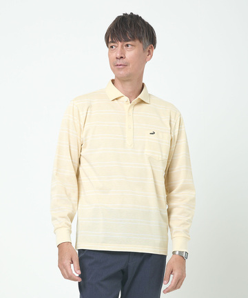 バーズアイ ボーダー柄 ポロシャツ