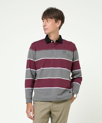 パネルボーダー柄 ポロシャツ