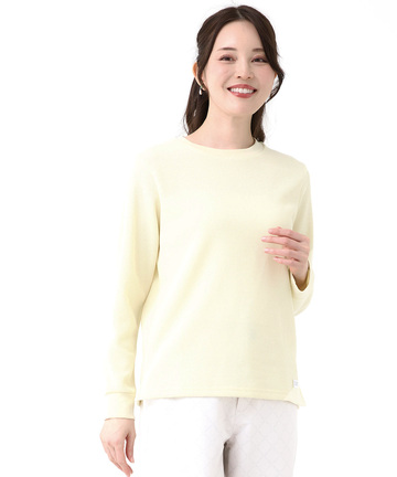 ワッフル生地 クルーネック カットソー