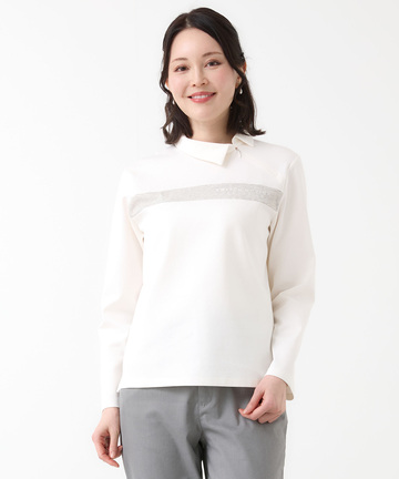 ストレッチポンチ 襟デザイン カットソー