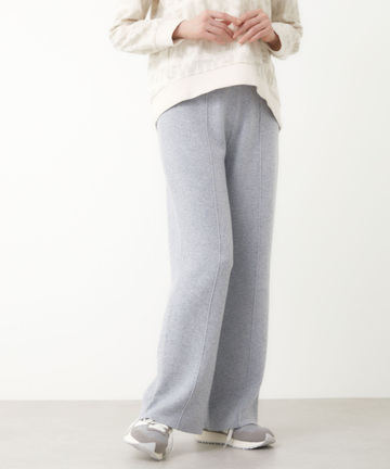 ピンタック ダブルジャカード ニットパンツ【手洗いOK】