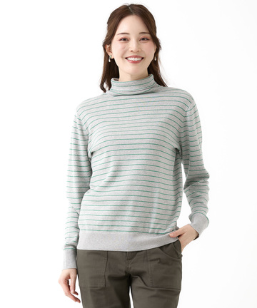 タートルネック 配色 ニット【手洗いOK】