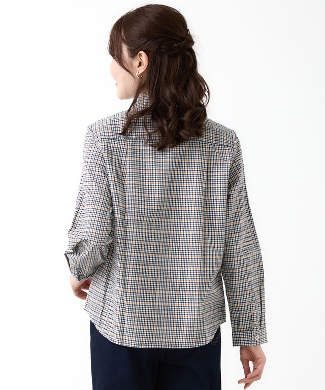 クロコダイルタータン レギュラーカラー ブラウス