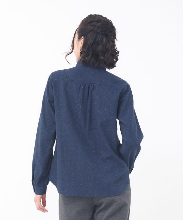 ドットドビー ショールカラー ブラウス