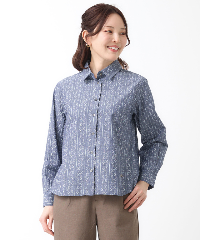 ダンガリー プリント ブラウス