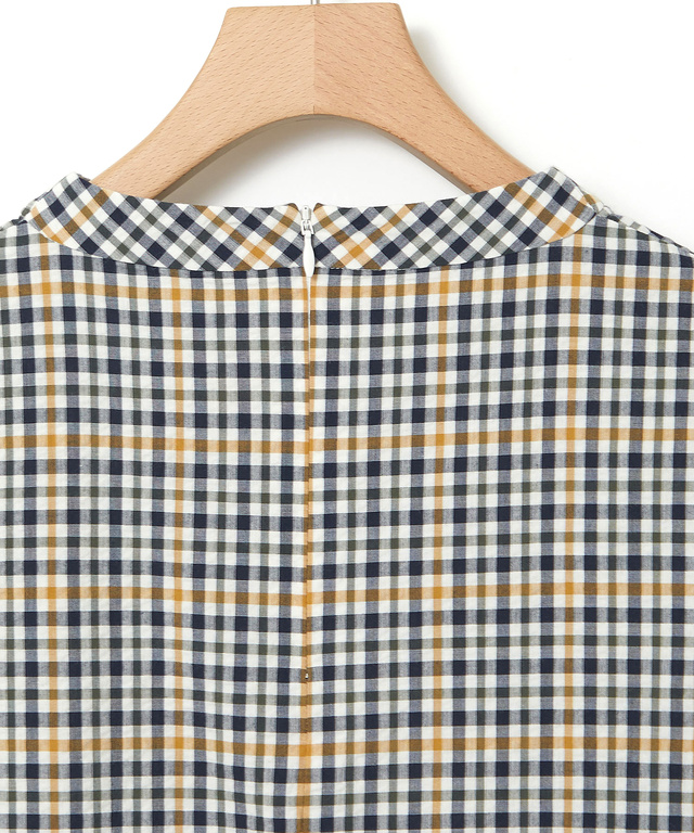 クロコダイルタータン サッカー 七分袖ブラウス