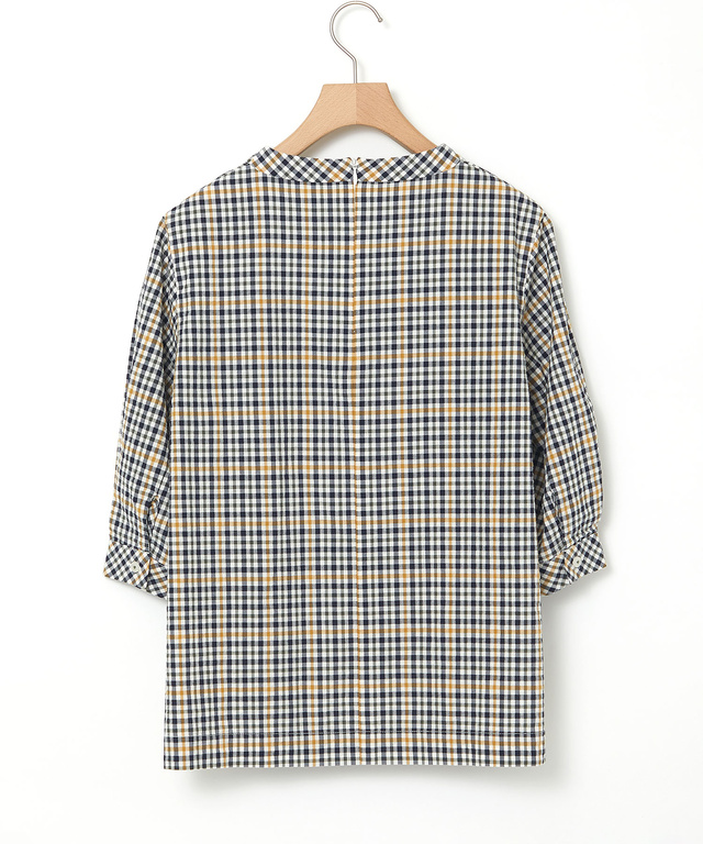 クロコダイルタータン サッカー 七分袖ブラウス