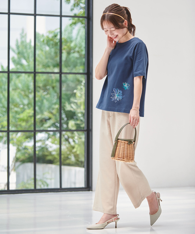 花柄 プリント Tシャツ