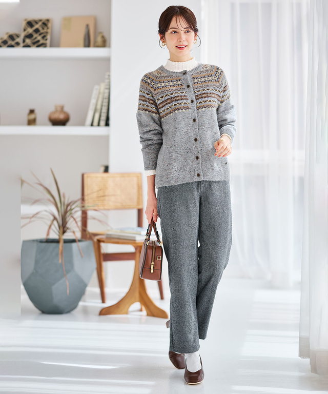 ケーブル柄 ハイネック カットソー