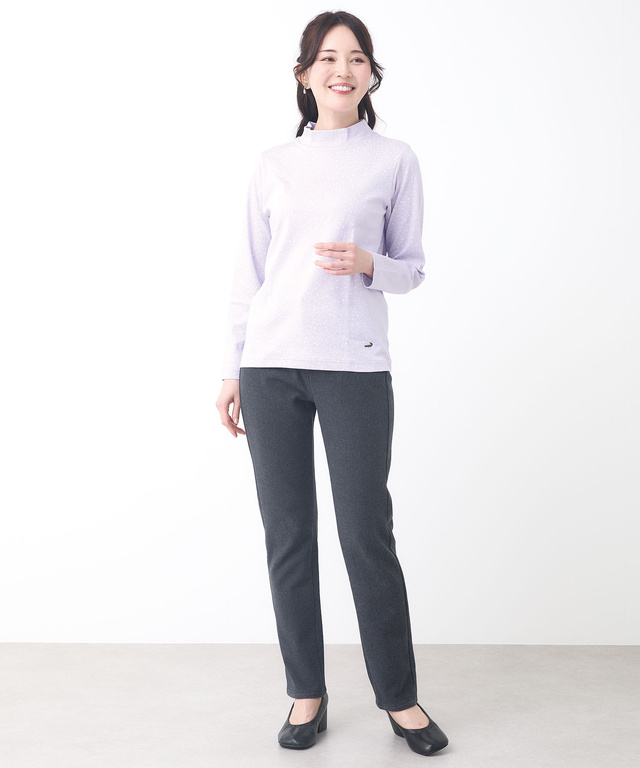 花柄プリント ハイネック プルオーバー