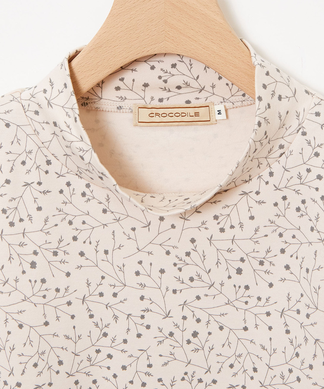 花柄プリント ハイネック プルオーバー