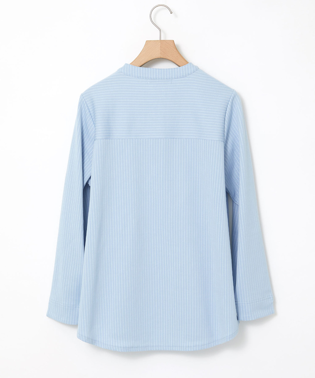 ストライプ ヘンリーネック チュニック