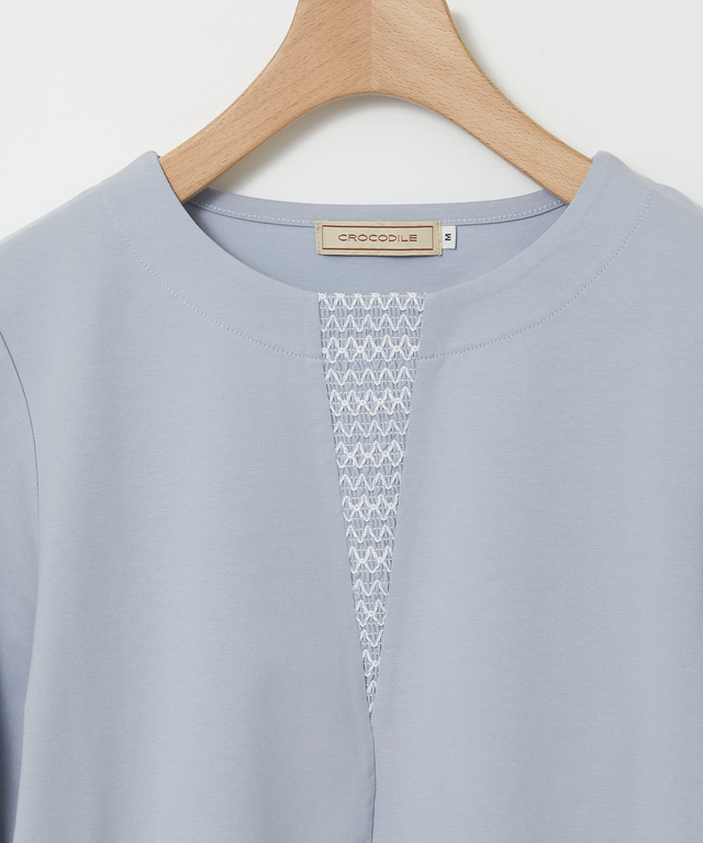 スモッキング刺繍 七分袖 カットソー