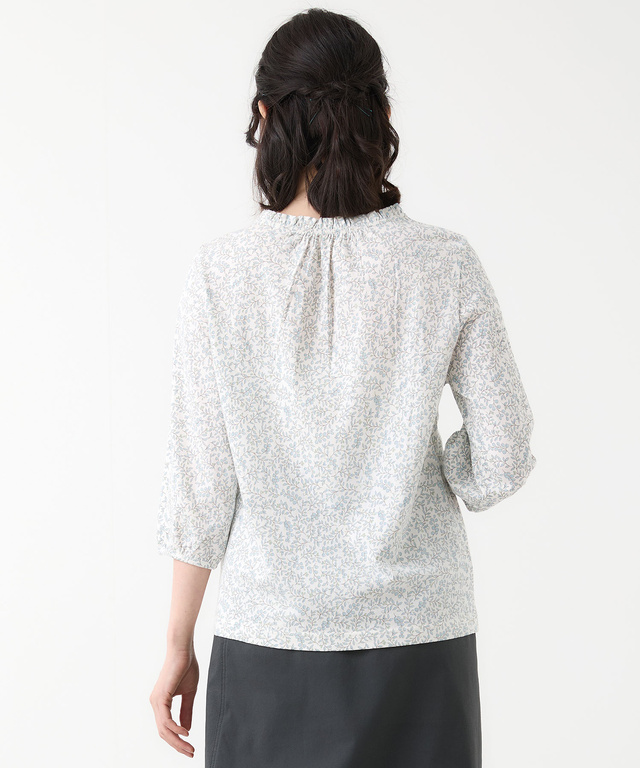 総柄プリント フリル襟 カットソー