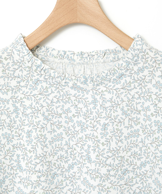 総柄プリント フリル襟 カットソー