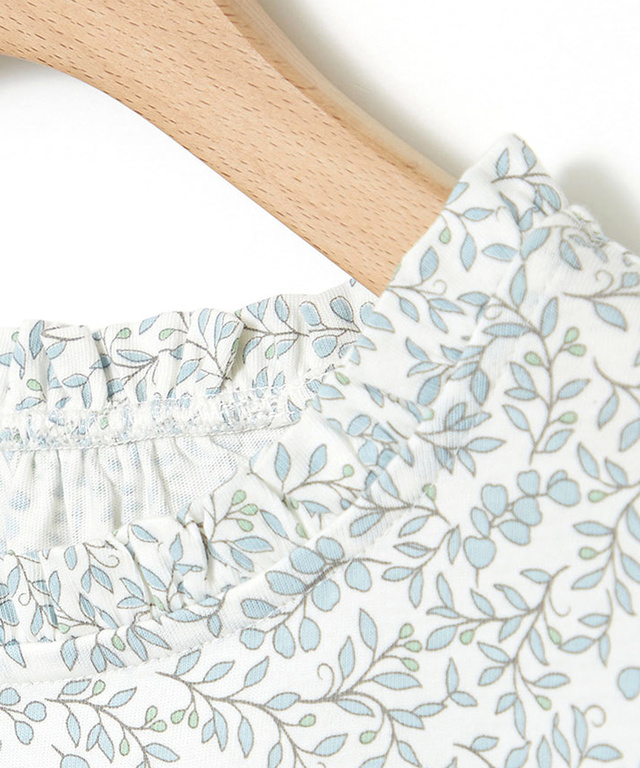 総柄プリント フリル襟 カットソー