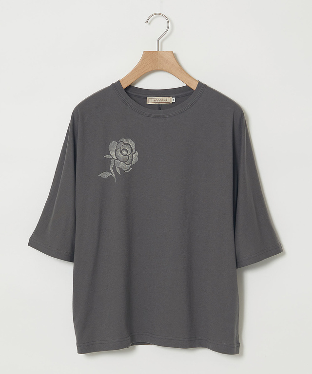 フラワープリント 天竺 Tシャツ